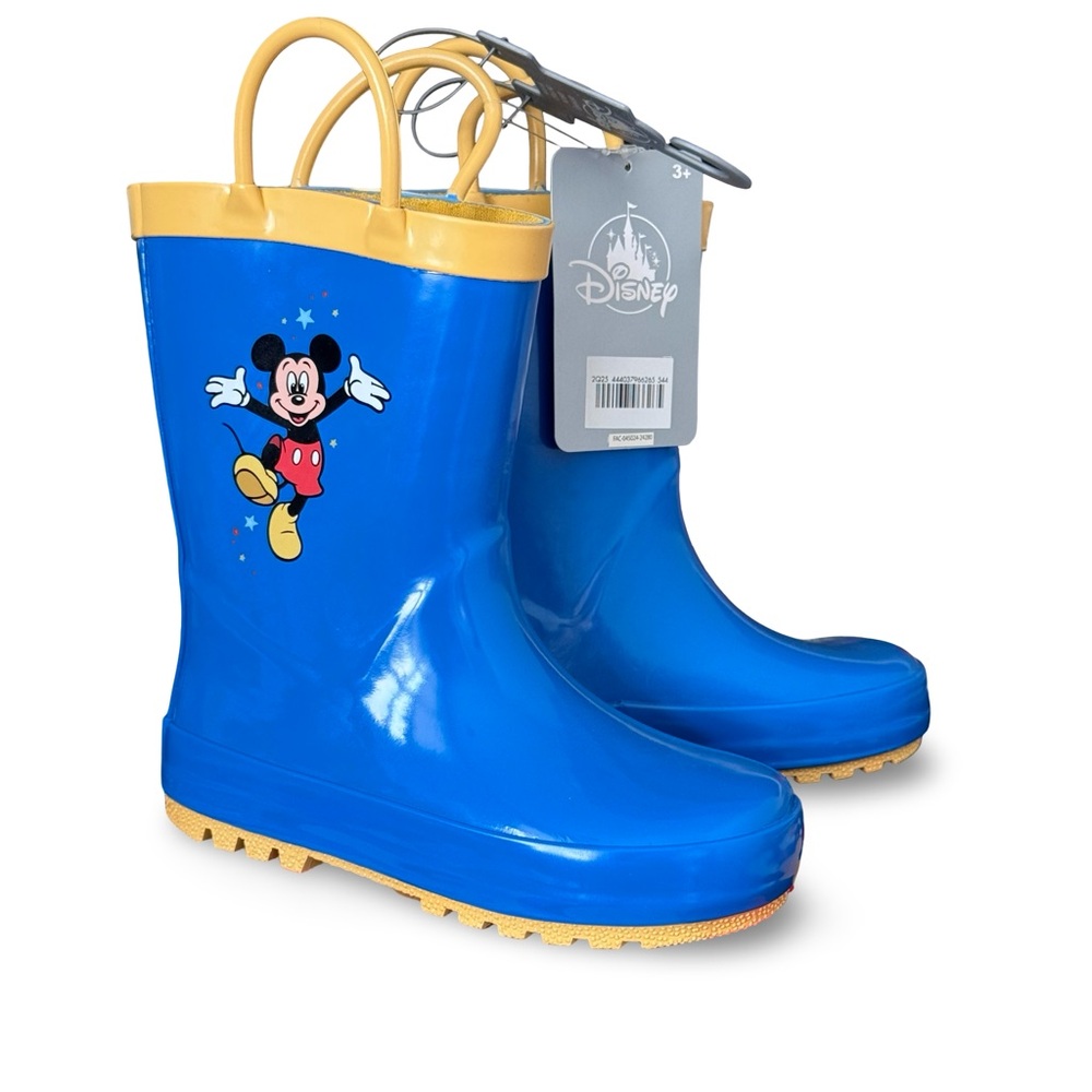 Disney Mickey Mouse Toddler Little Kids Rain Boots, Blue/Yellow NWT NEW